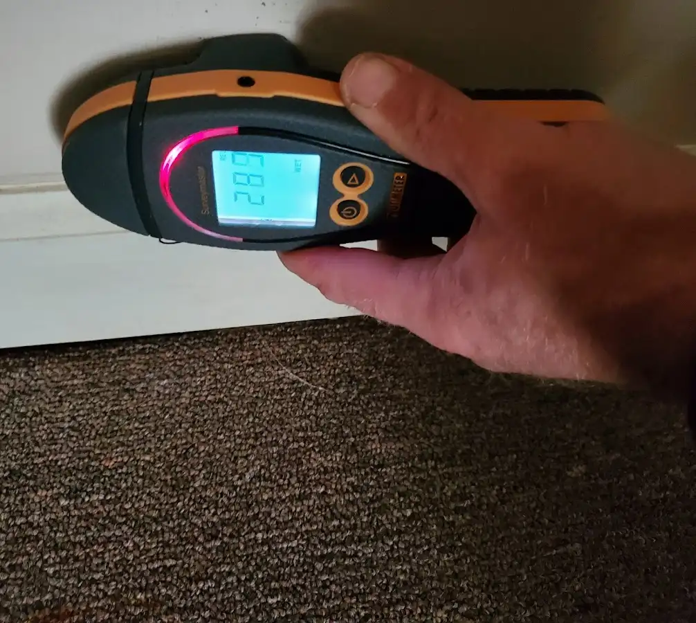 Moisture detection at baseboard during Storm Damage Restoration in Meadow Woods